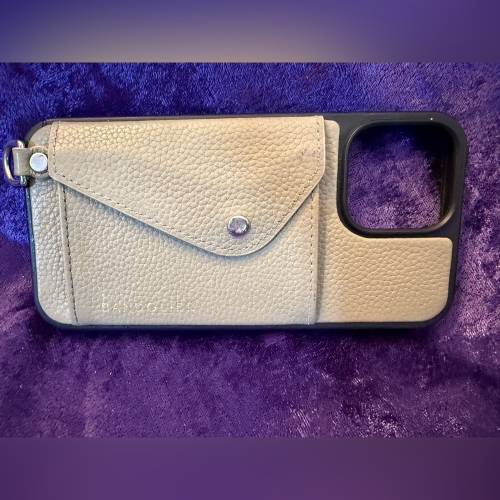 Bandolier carabiner beige Leather Phone Case iPhone 13 Pro Max